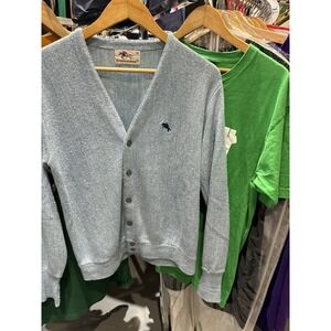 Vintage 1980s Steeplechase Baby Blue Knit Cardigan Sweater Size Medium